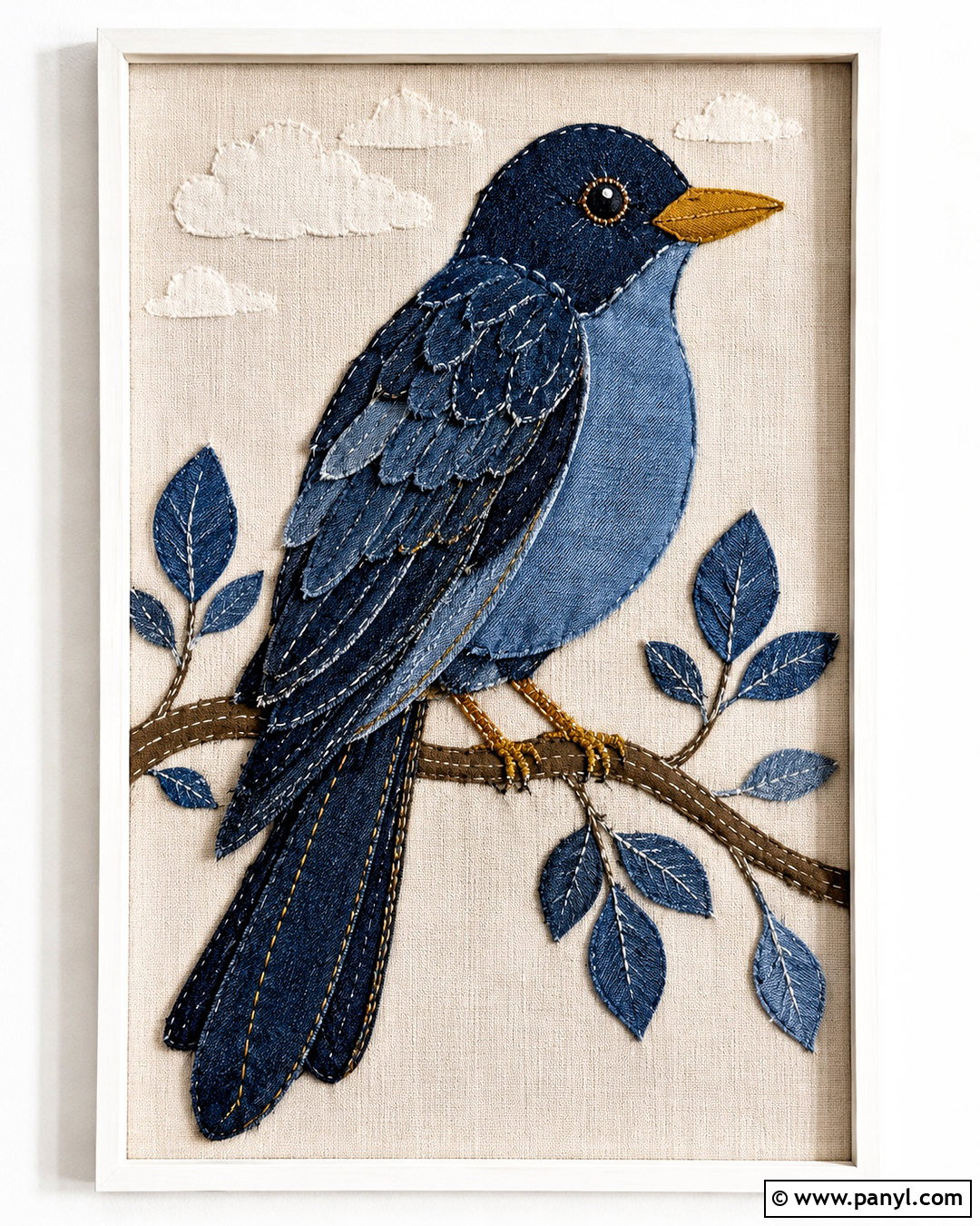 Denim Collage Bird - 20 denim collage ideas