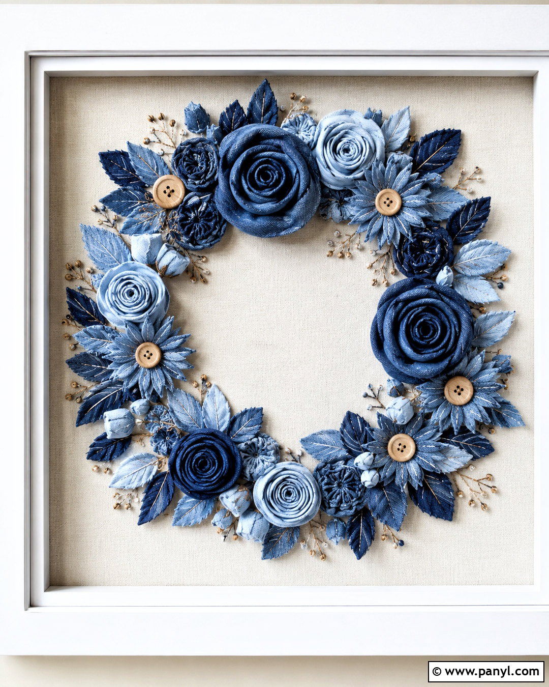 Denim Collage Floral Wreath - 20 denim collage ideas