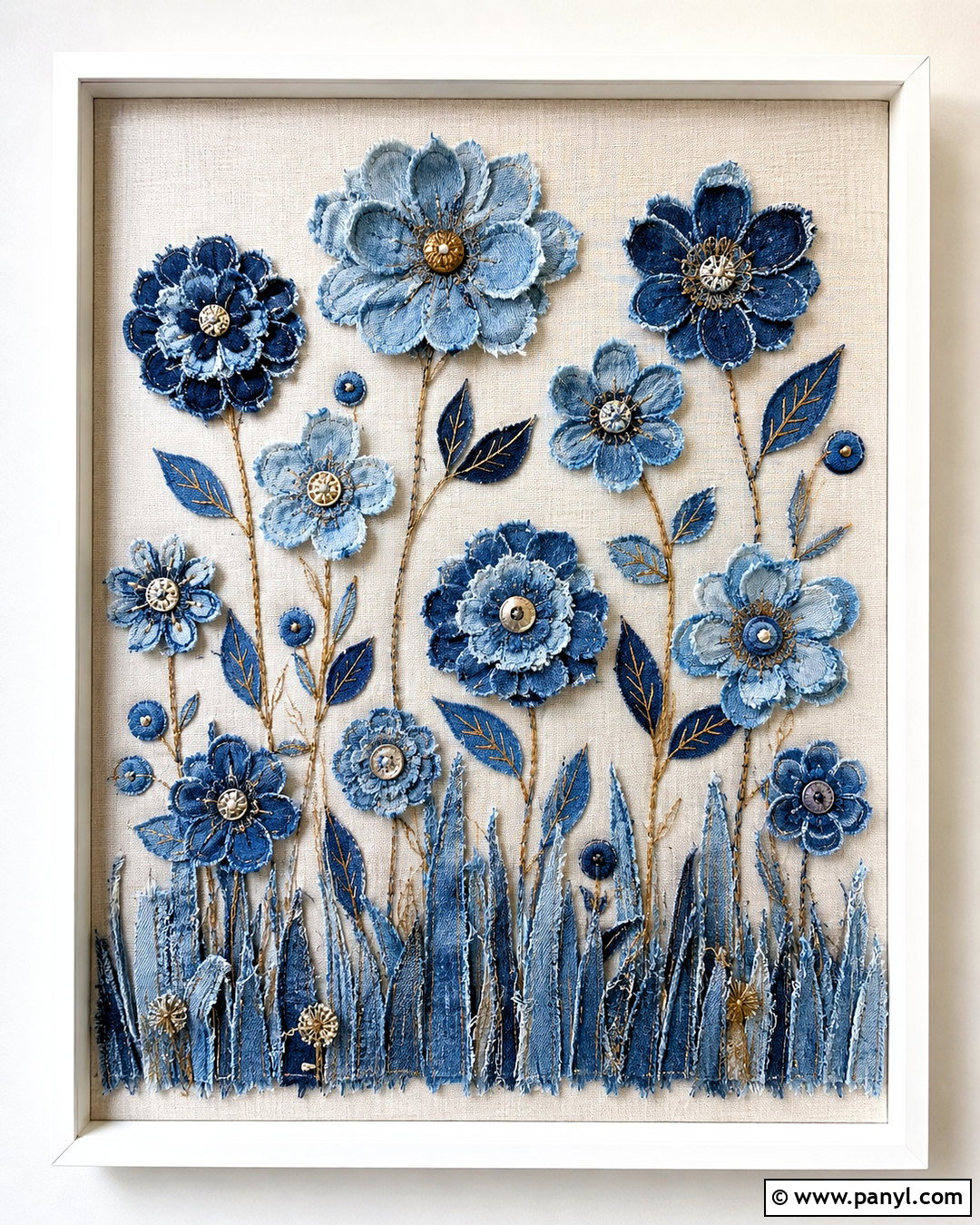 Denim Collage Flower Garden - 20 denim collage ideas