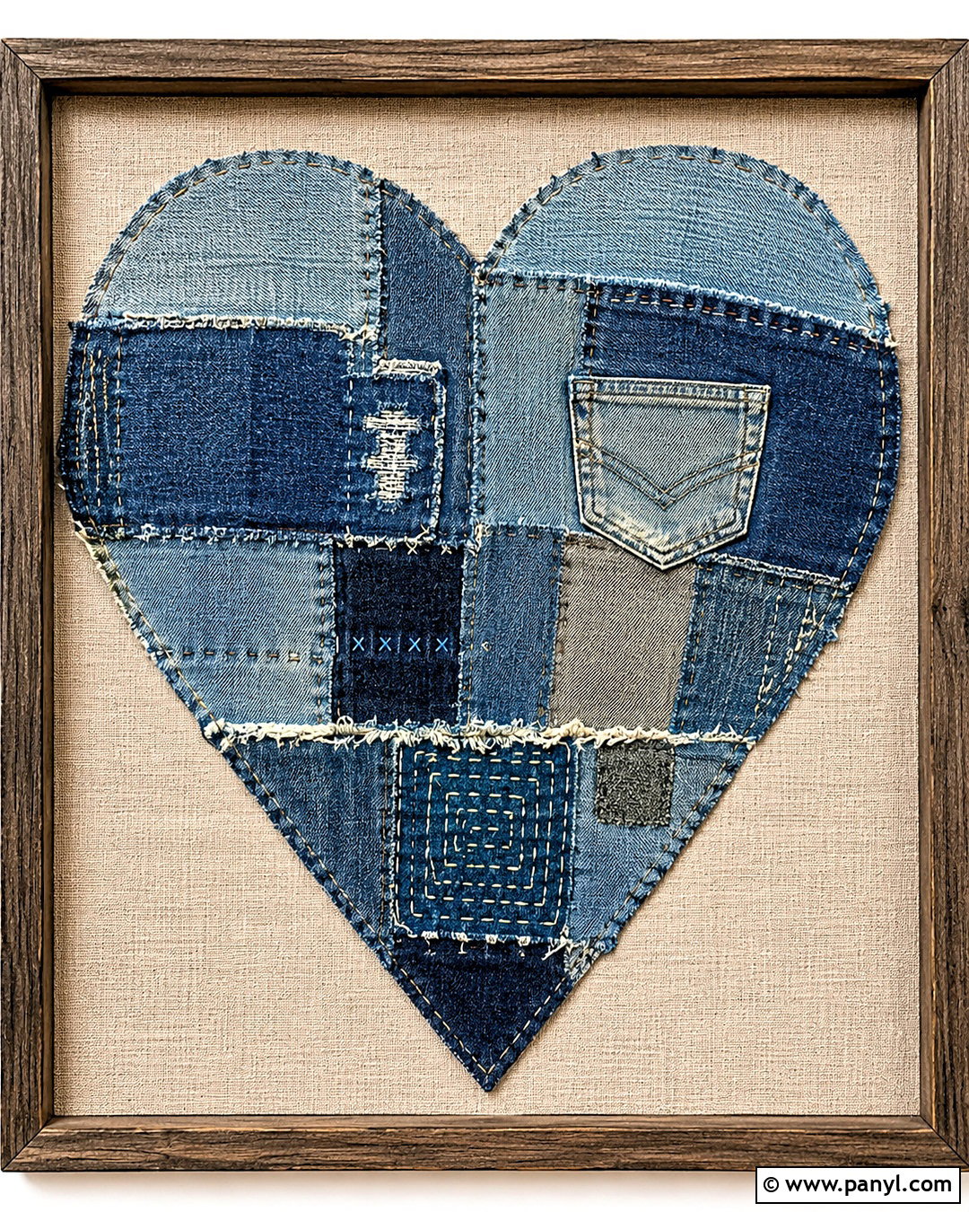 Denim Collage Heart - 20 denim collage ideas