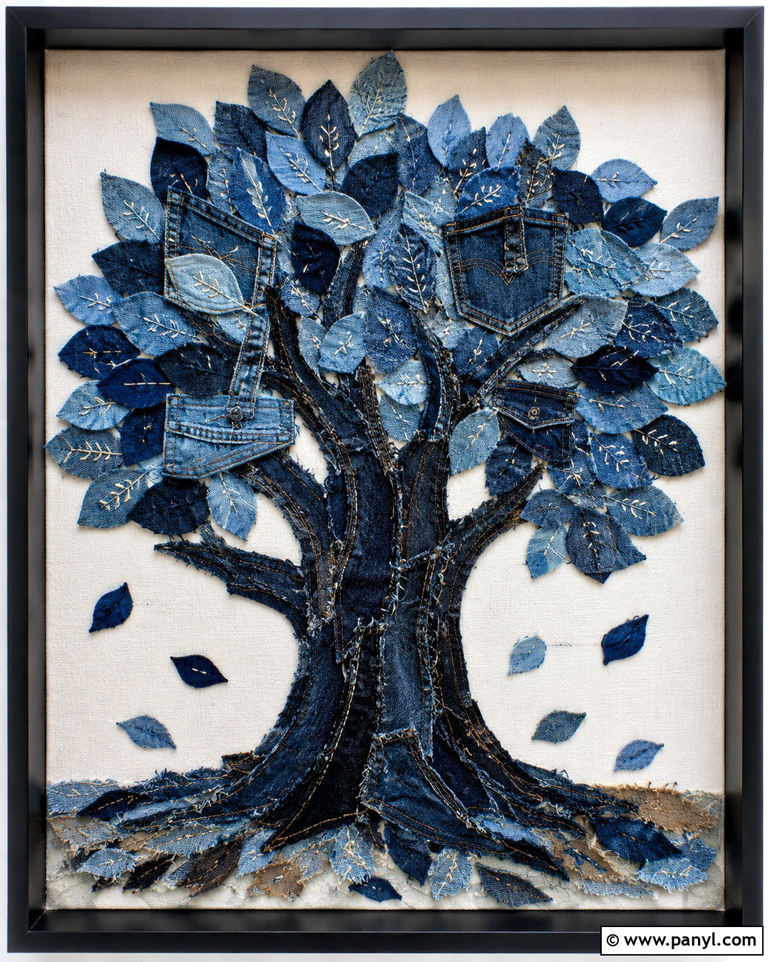 Denim Collage Tree - 20 denim collage ideas