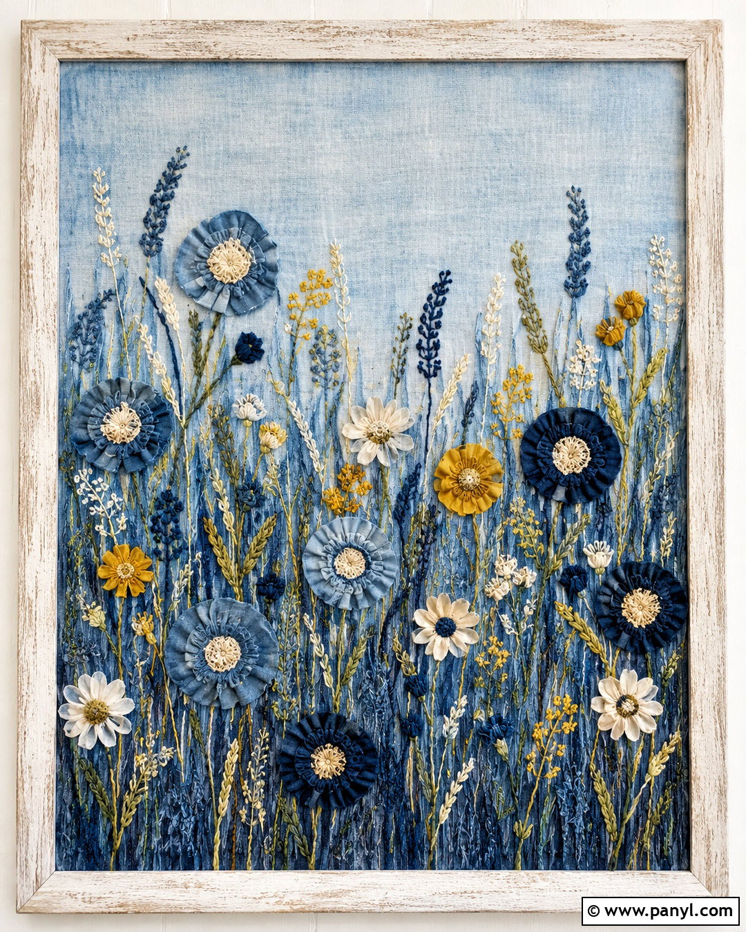 Denim Collage Wildflower Field - 20 denim collage ideas