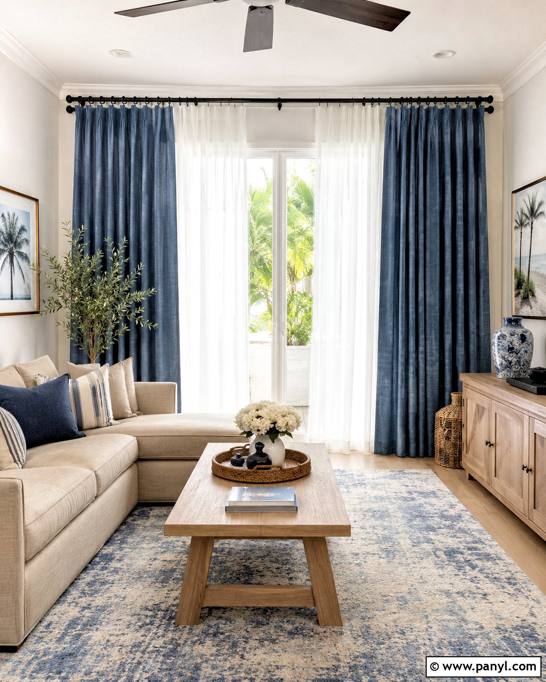 Denim Curtains With White Sheers - 20 denim curtains