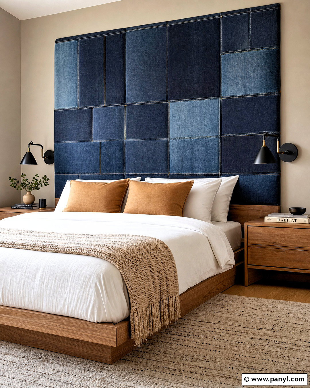 Denim Headboard Wall Panel - 20 jeans wall ideas