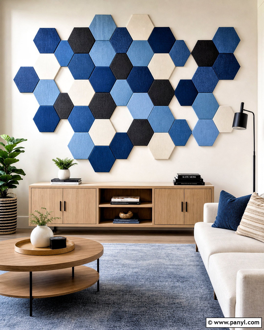 Denim Hexagon Wall Panels - 20 jeans wall ideas