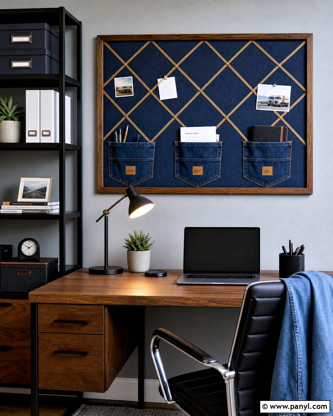 Denim Home Office Memo Wall - 20 jean wall ideas