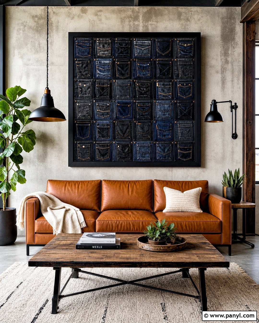 Denim Industrial Wall Panel - 20 jeans wall ideas