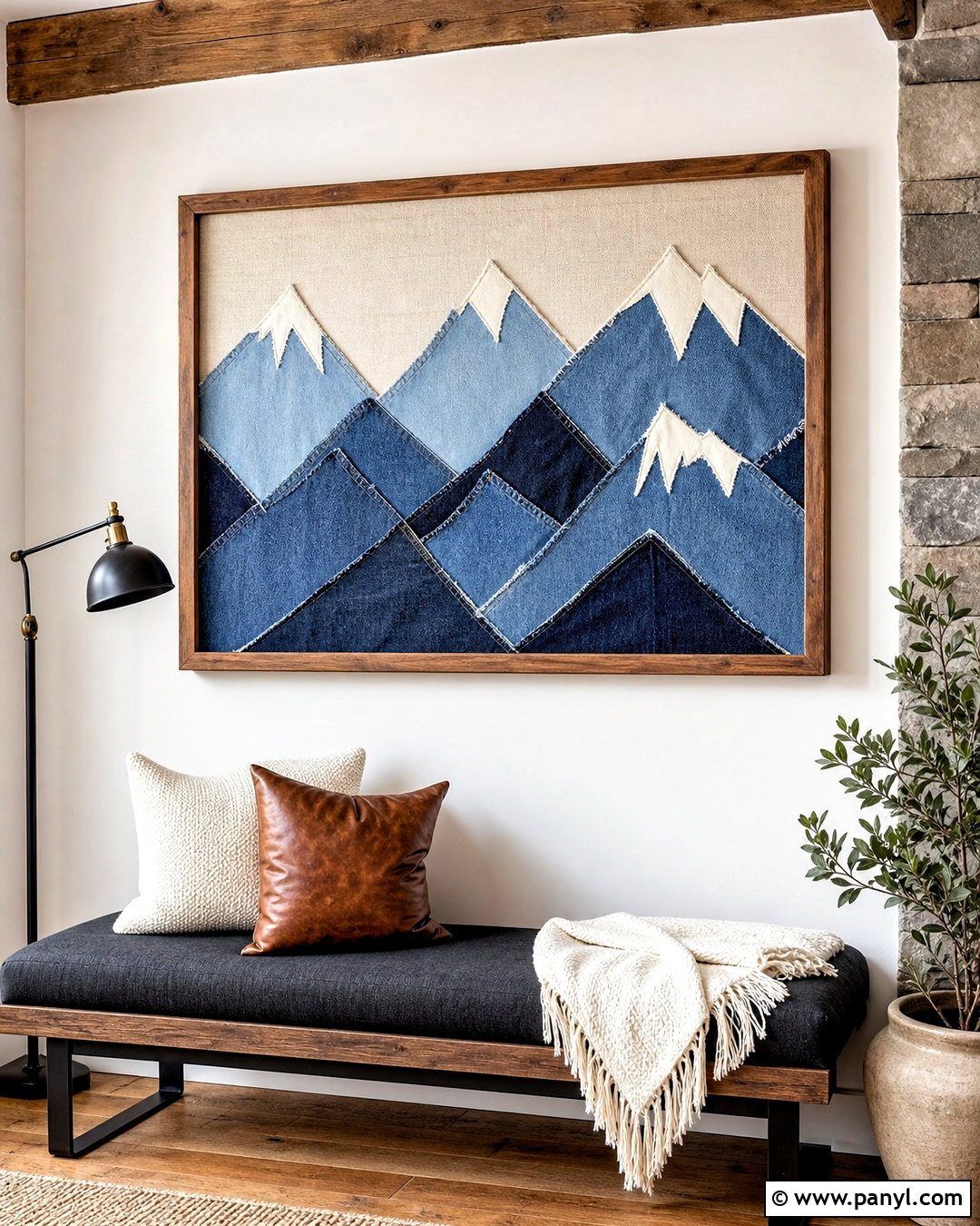 Denim Mountain Landscape Wall Art - 20 jean wall ideas