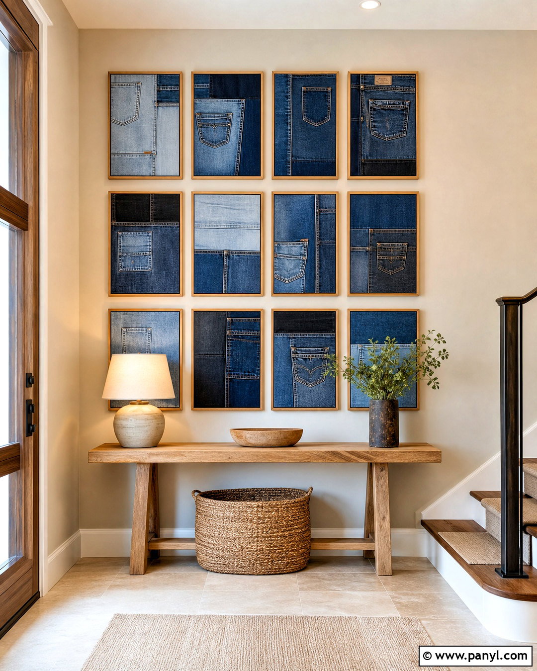 Denim Patchwork Gallery Wall - 20 jeans wall ideas