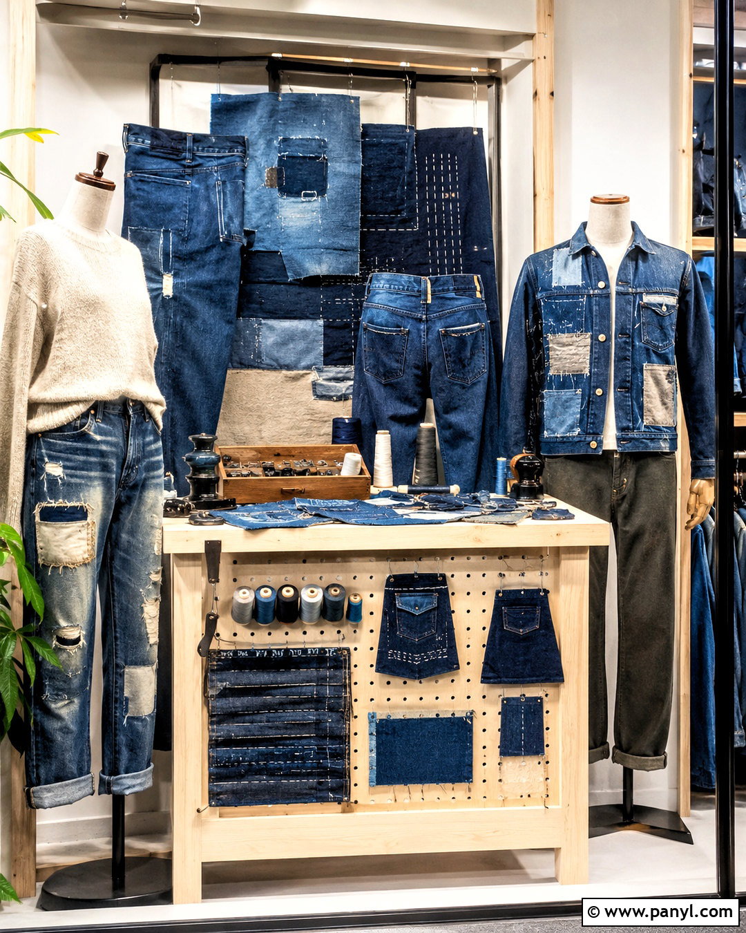Denim Repair Bar Window Display - 20 denim window display ideas