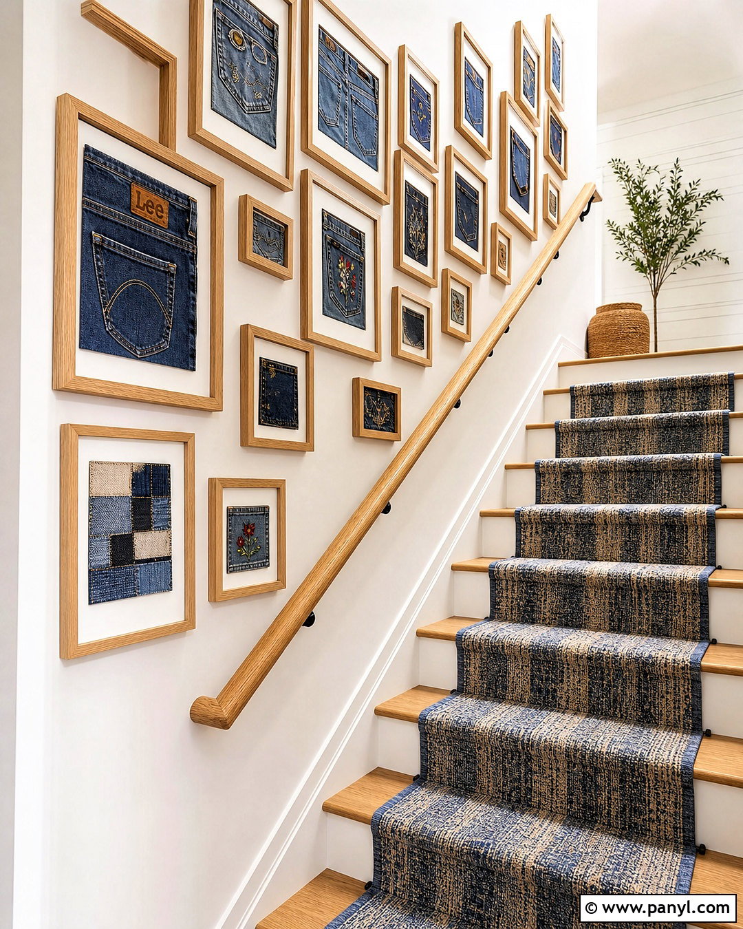 Denim Staircase Wall Display - 20 jeans wall ideas