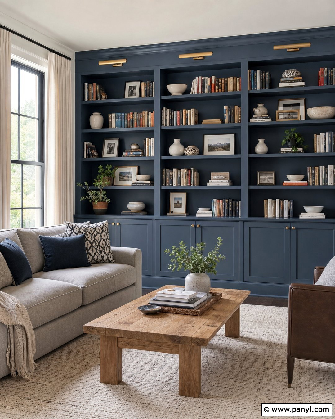 Denim Wall Built-In Bookcase - 35 denim wall ideas