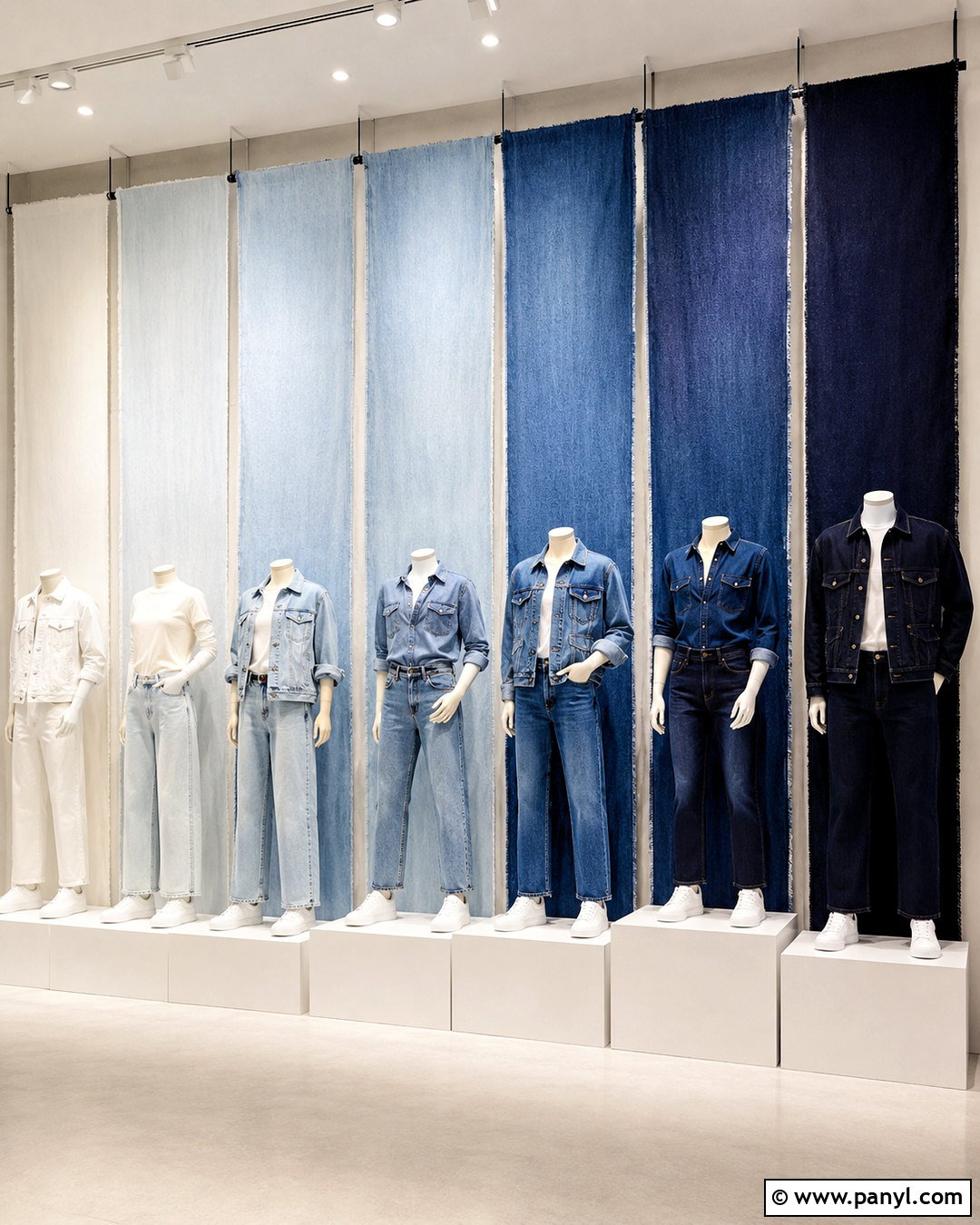 Denim Wash Gradient Window Display - 20 denim window display ideas