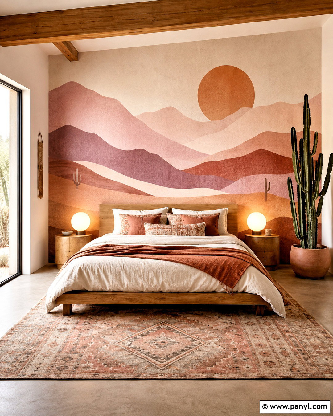 Desert Landscape Boho Accent Wall - 20 boho accent wall ideas