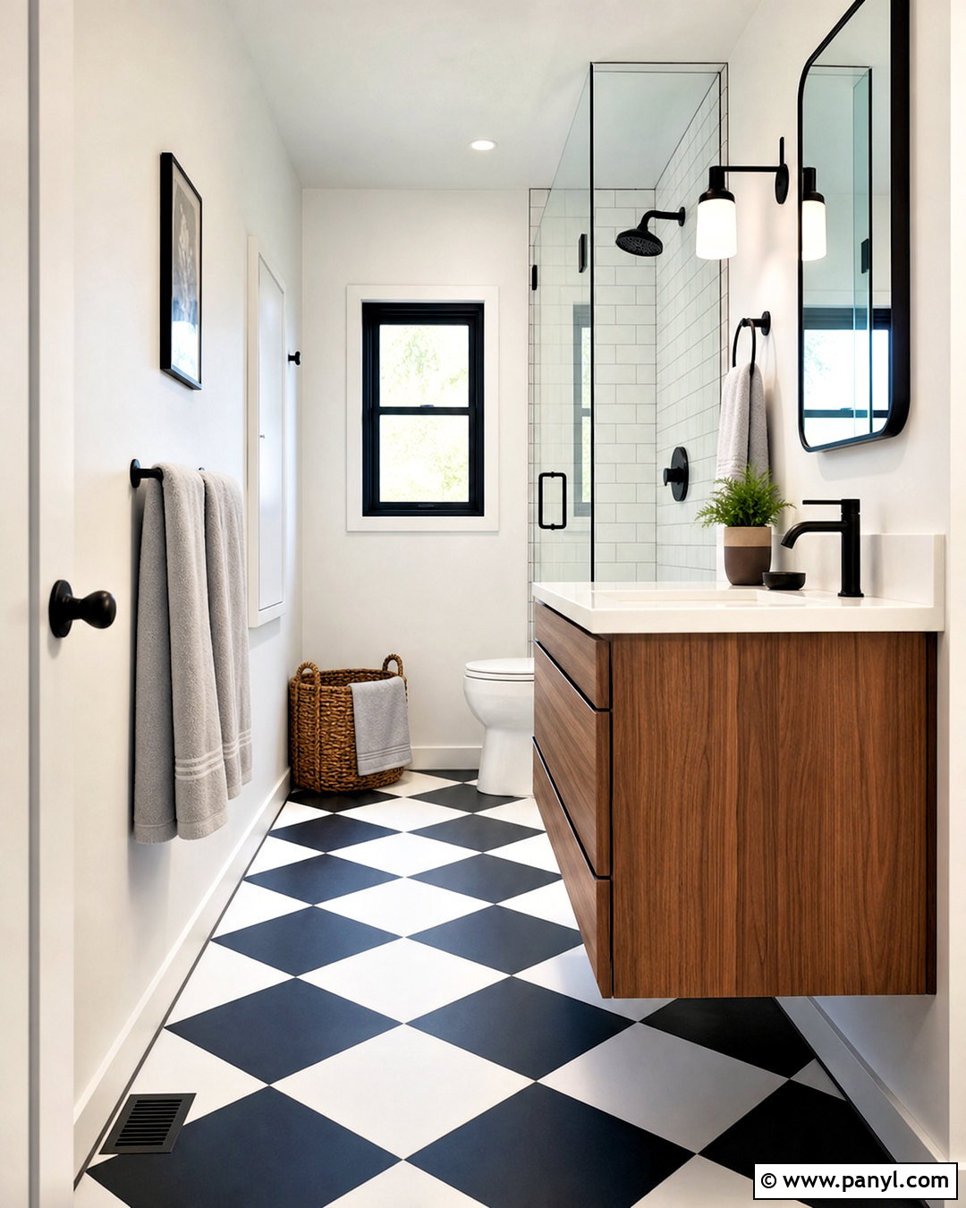 Diagonal Checkerboard Bathroom Floor - 20 bathroom with black and white tile floor ideas