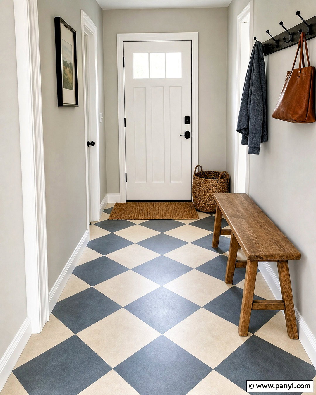 Diagonal Checkerboard Pattern Entryway - 20 how to paint checkerboard pattern ideas