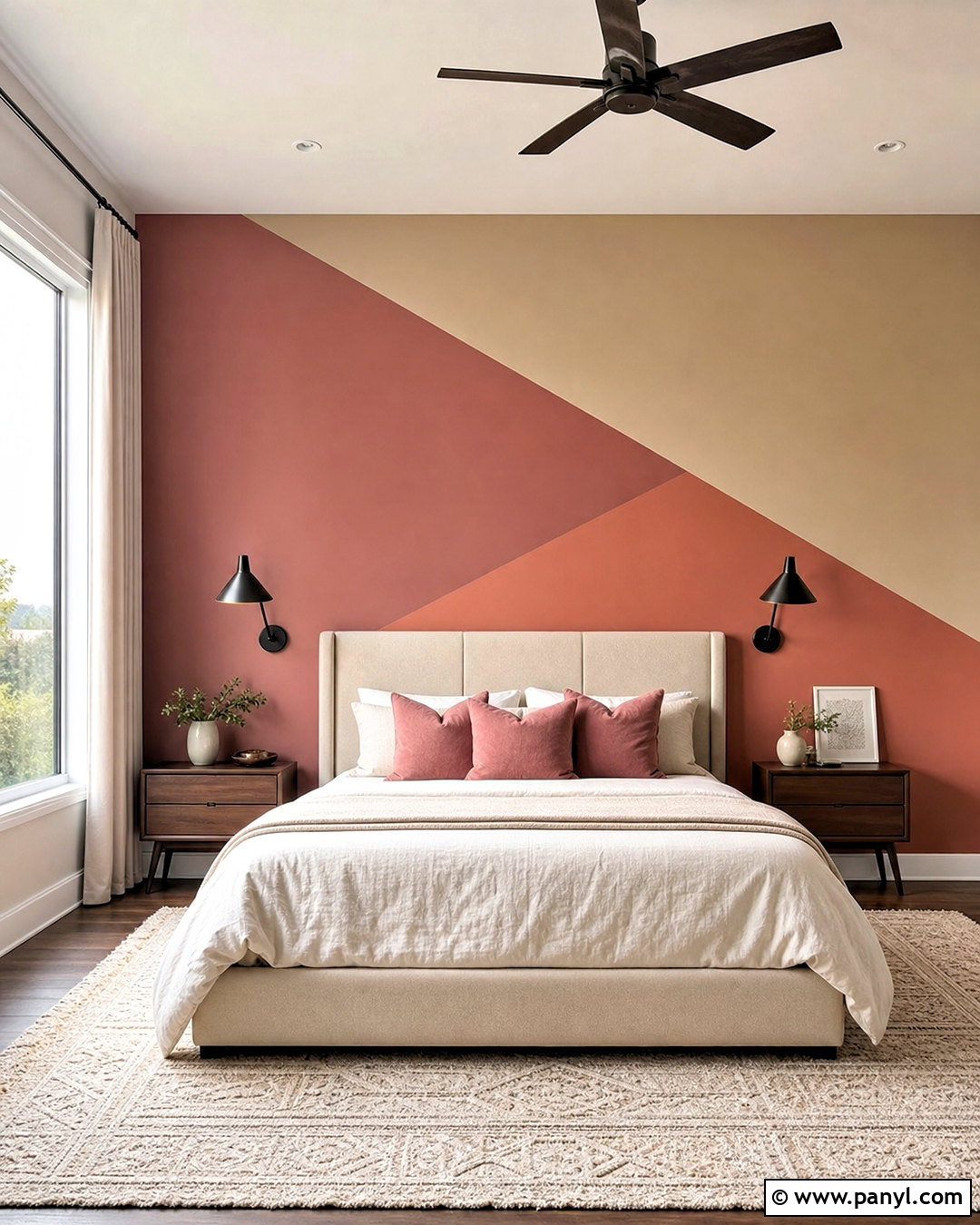 Diagonal Color Block Bedroom Wall Pattern - 20 wall paint patterns bedroom ideas