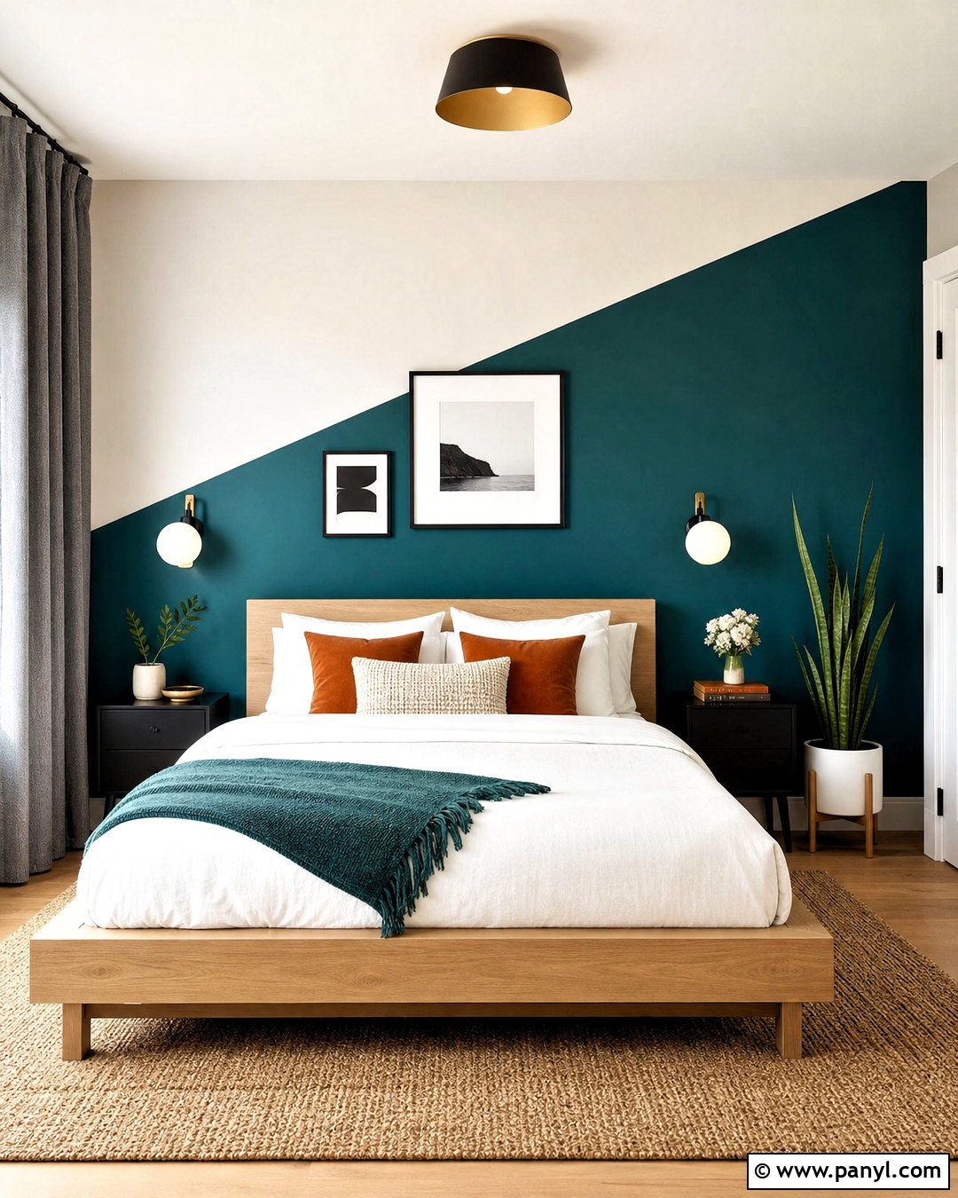 Diagonal Half Painted Wall Bedroom - 20 half painted wall bedroom ideas
