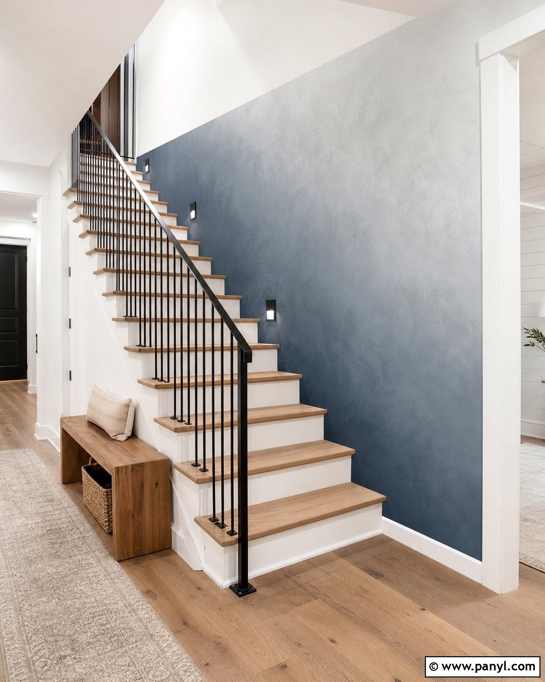 Diagonal Ombre Accent Wall Stairway - 25 Ombre Accent Wall Ideas