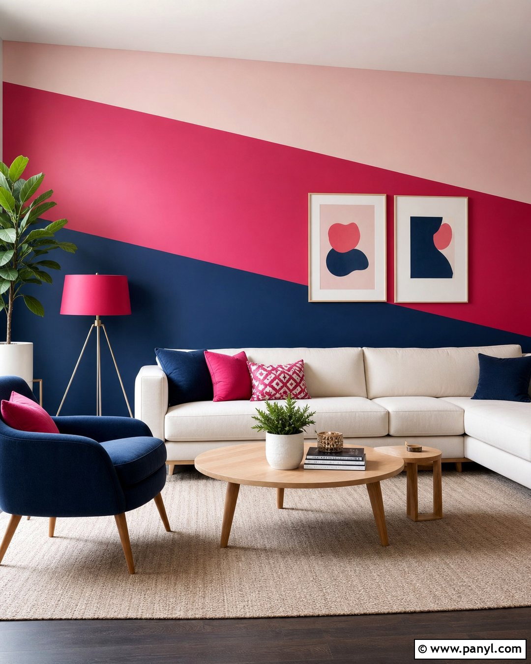 Diagonal Pink Blue Fuchsia Wall - 20 pink blue fuchsia wall ideas
