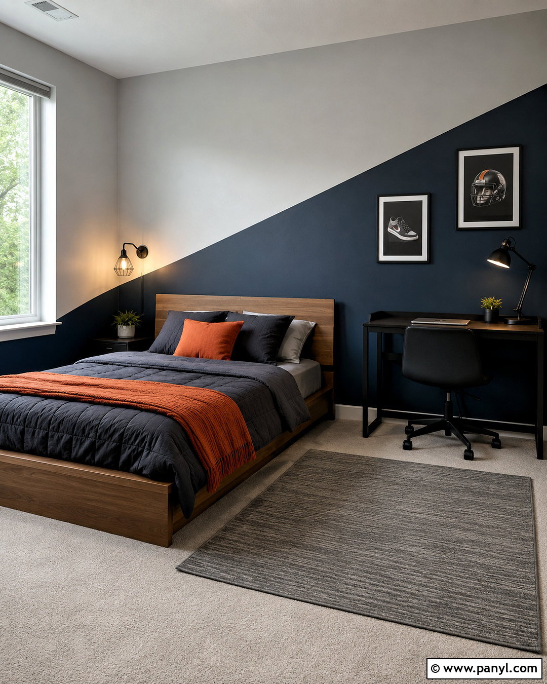 Diagonal Split Painted Teen Bedroom Walls - 35 Split Painted Walls