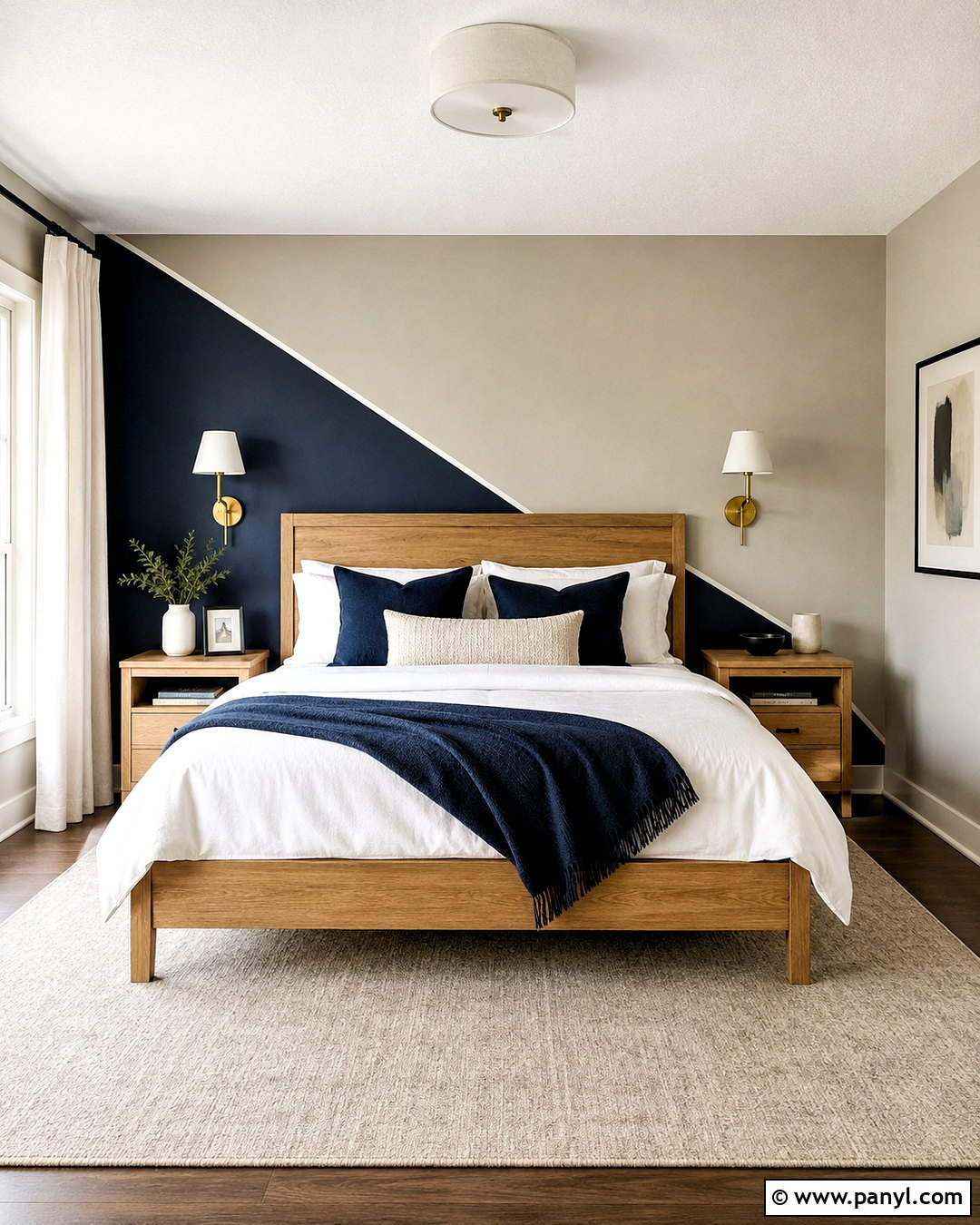 Diagonal Stripe Painters Tape Wall - 20 painters tape wall ideas