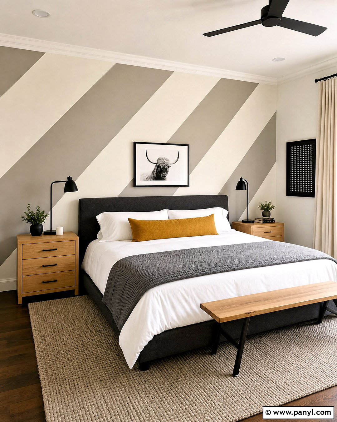 Diagonal Striped Accent Wall Bedroom - 20 striped walls bedroom ideas