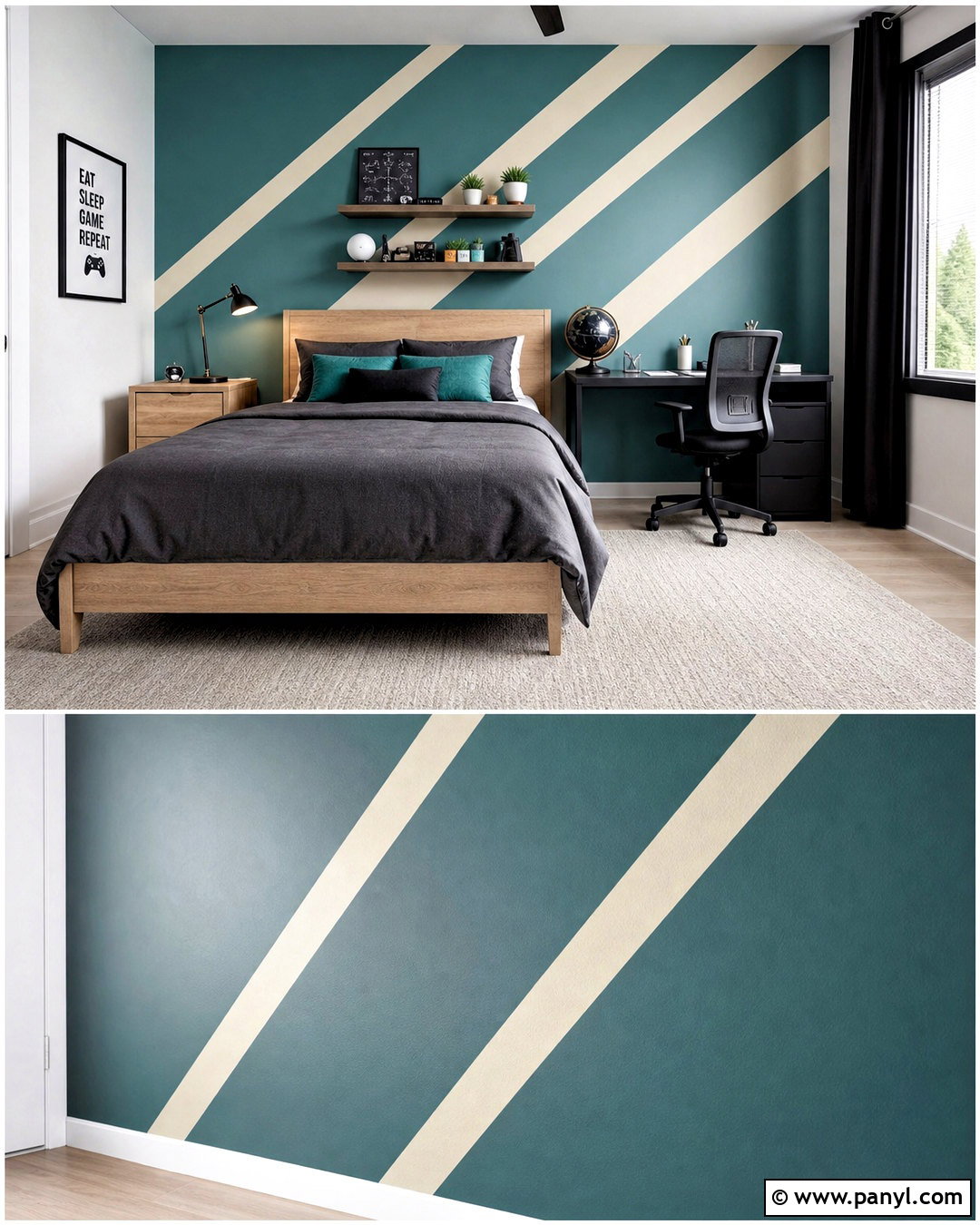 Diagonal Striped Wall - 20 diy striped wall ideas
