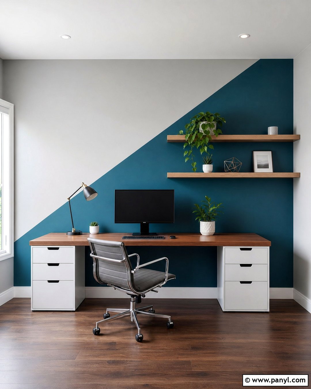 Diagonal Two Color Accent Wall - 20 Painting Two Colors On One Wall Ideas