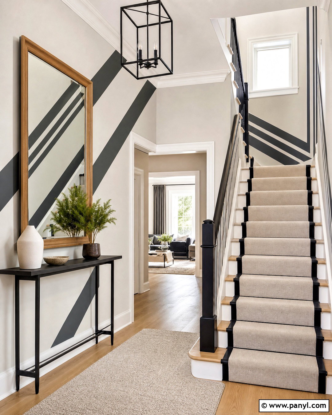 Diagonal Wall Stripes - 20 how to paint stripes on a wall ideas