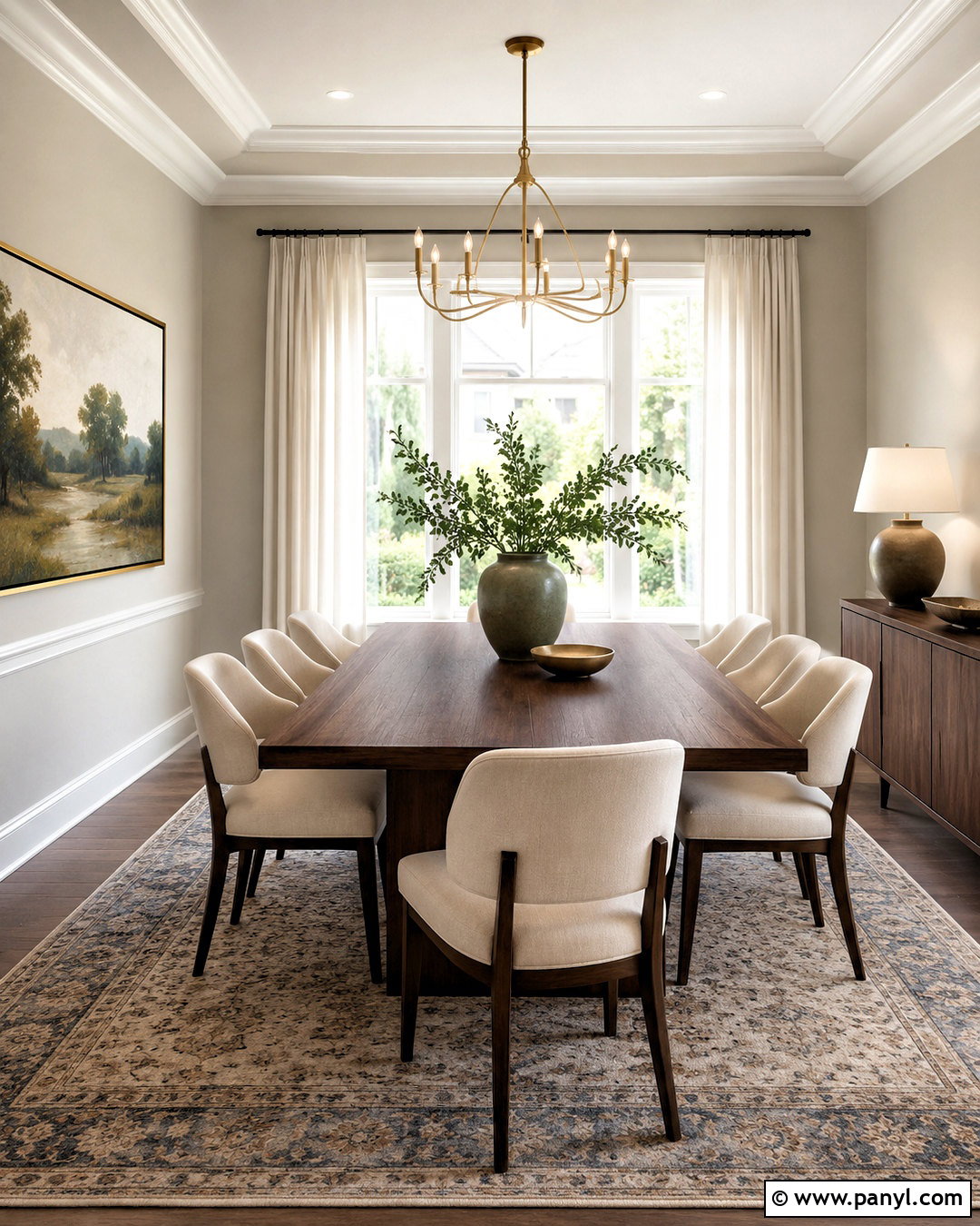 Dining Room Greige Walls With Walnut Furniture - 40 greige walls