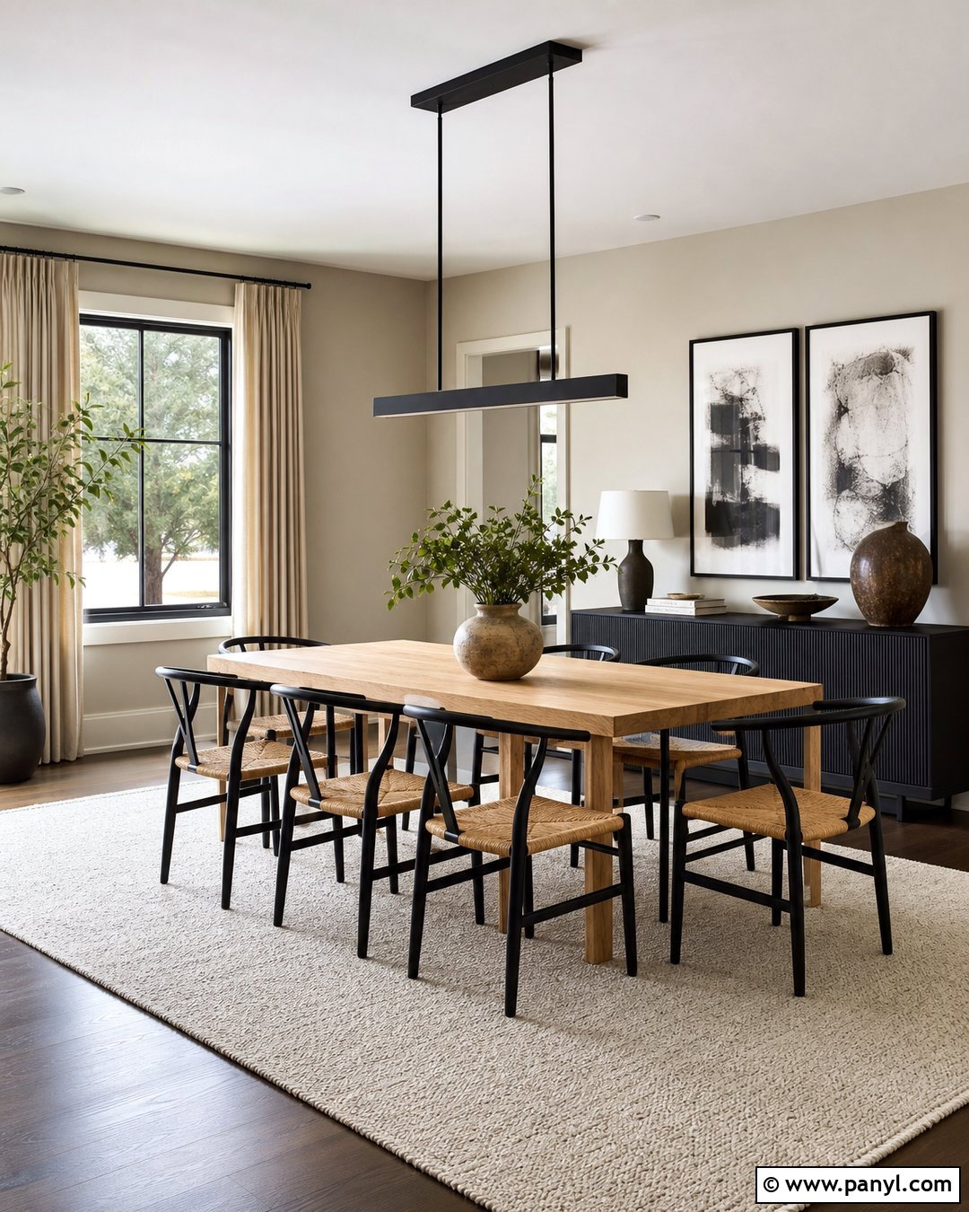Dining Room With Black Accents - 50 Vanilla Latte Color Wall Ideas
