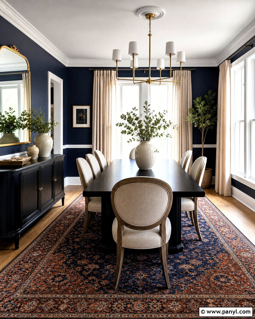 Dining Room With Black Furniture And Navy Walls - 20 room with black furniture ideas