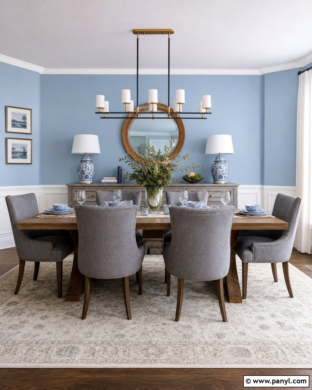 Dining Room With Light Blue Walls And Grey Chairs - 20 Light Blue Walls With Grey Furniture Ideas