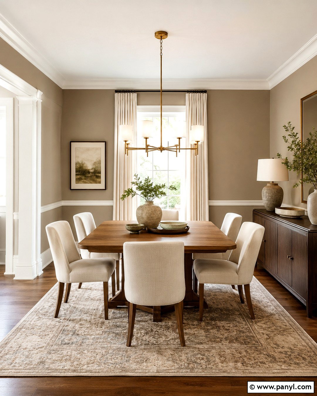 Dining Room With Light Brown Walls And White Trim - 20 Light Brown Walls With White Trim Ideas