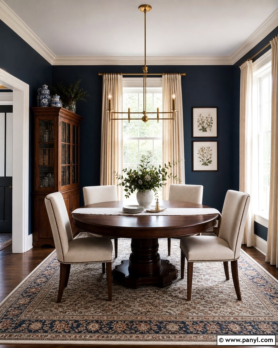 Dining Room With Navy Blue Walls - 35 room with blue walls