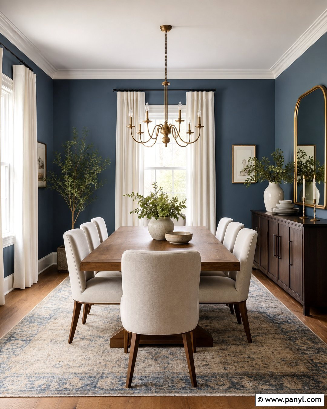 Dining Room With Slate Blue Walls - 35 room with blue walls