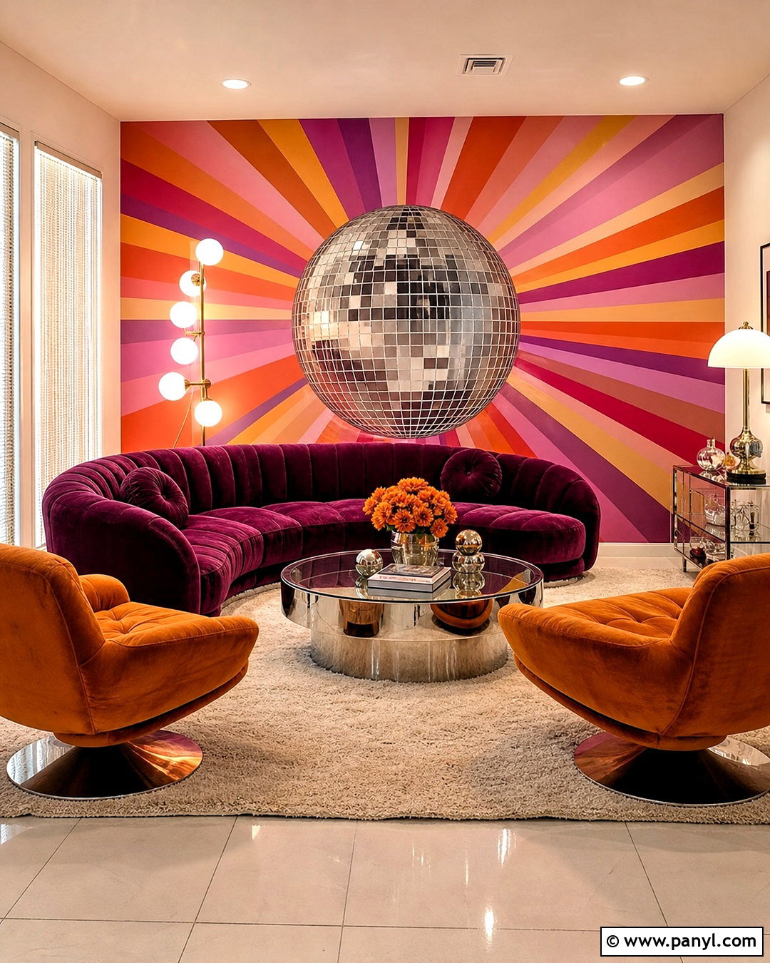 Disco Ball Wall Mural - 20 70s wall mural ideas
