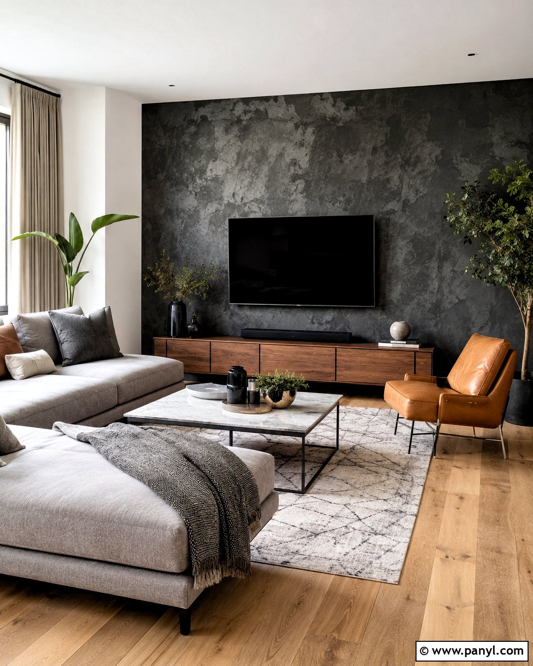 Distressed Charcoal Media Wall - 20 distressed walls
