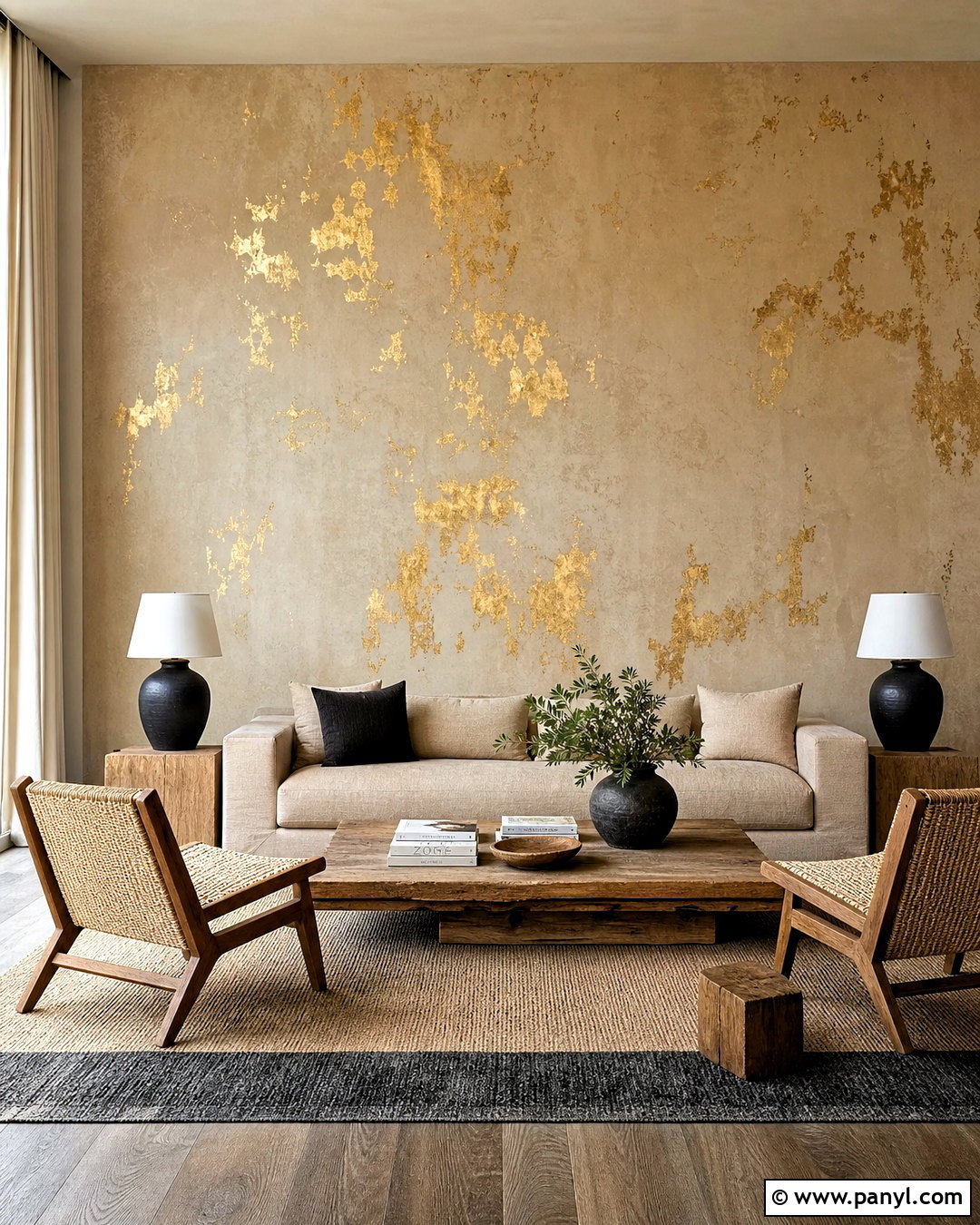 Distressed Gold Leaf Plaster Wall - 20 gold leaf wall ideas