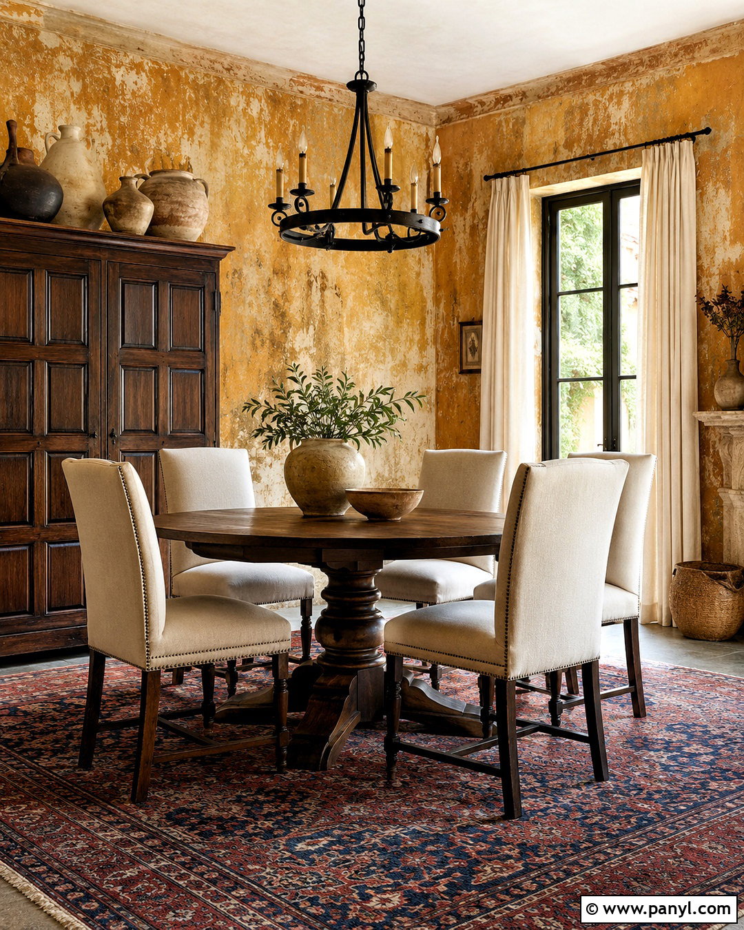 Distressed Ochre Dining Room Wall - 20 distressed walls