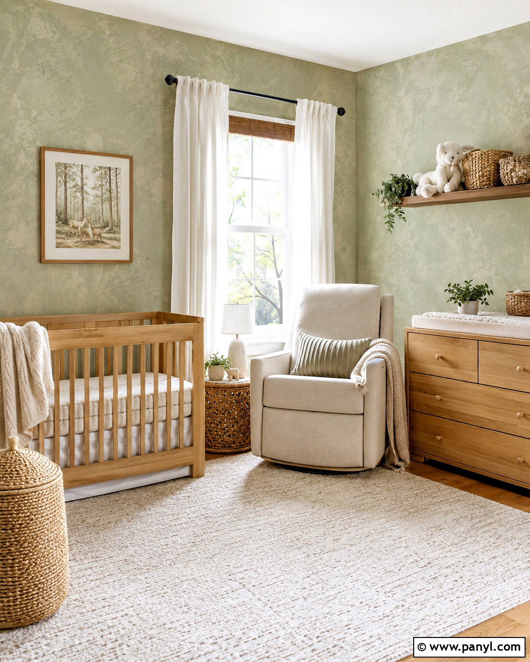 Distressed Sage Green Nursery Wall - 20 distressed walls