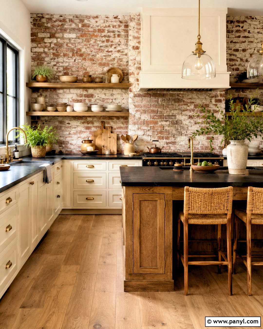Distressed White Brick Kitchen Wall - 20 distressed walls