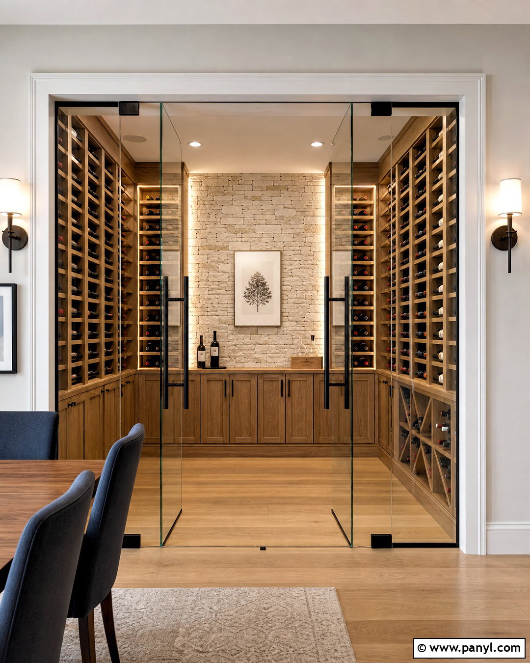 Double Door Frameless Wine Cellar - 20 frameless wine cellar ideas