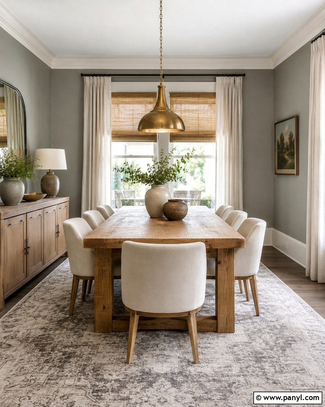 Dove Gray Dining Room With Natural Wood - 20 Dove Gray Walls