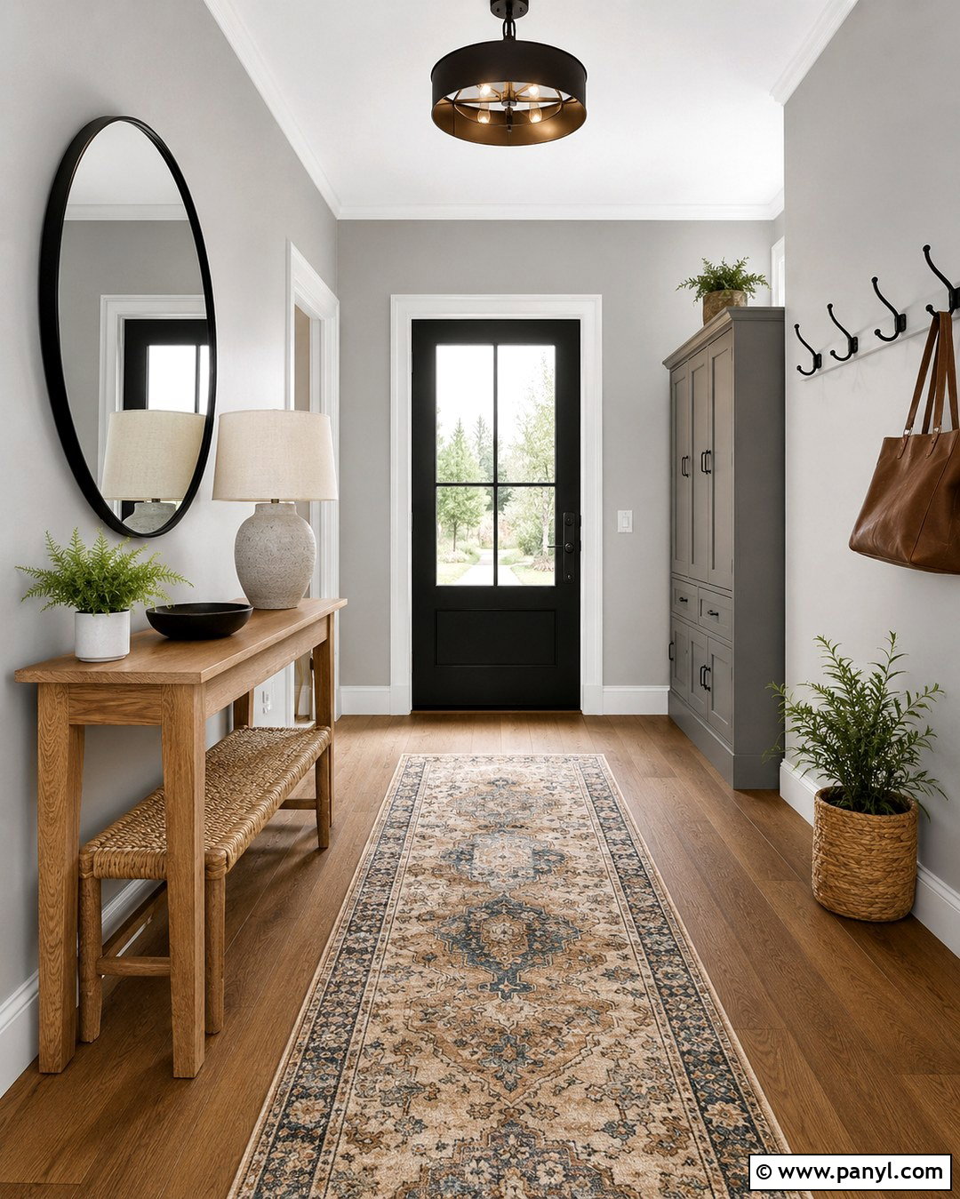 Dove Gray Entryway With Wood Accents - 20 Dove Gray Walls