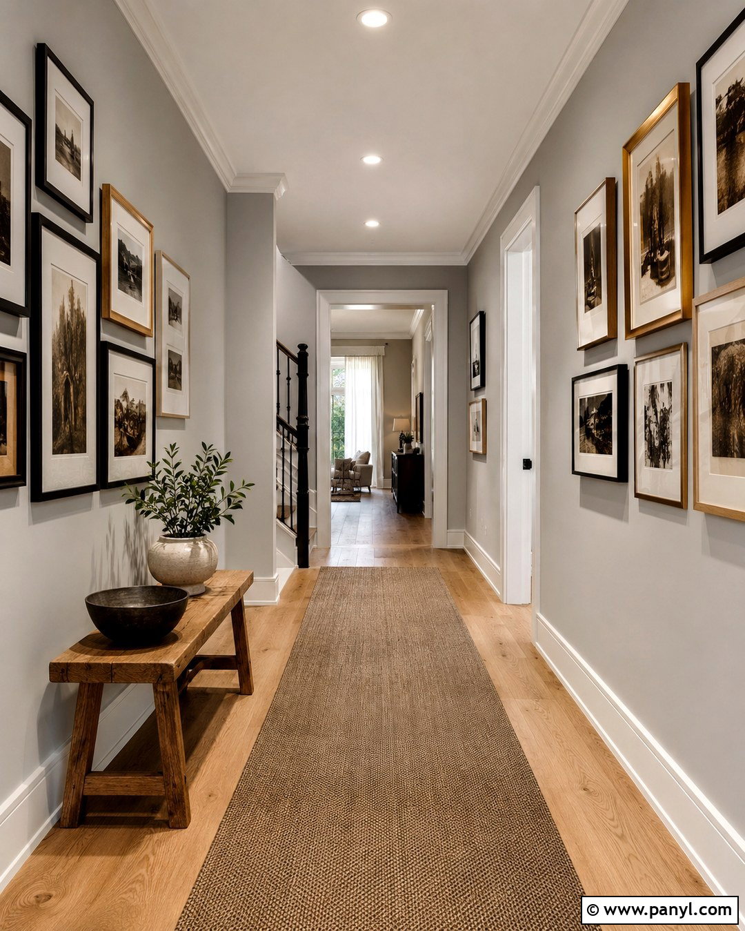 Dove Gray Hallway With Gallery Wall - 20 Dove Gray Walls