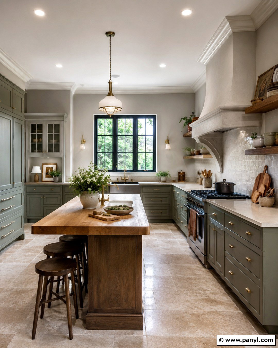 Dove Gray Kitchen With Green Cabinets - 20 Dove Gray Walls