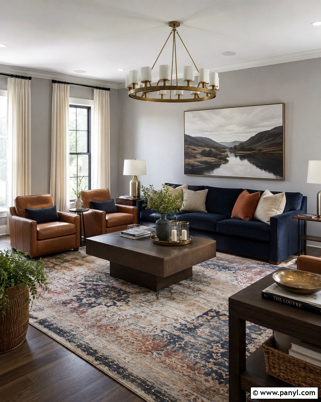 Dove Gray Living Room With Navy Blue - 20 Dove Gray Walls