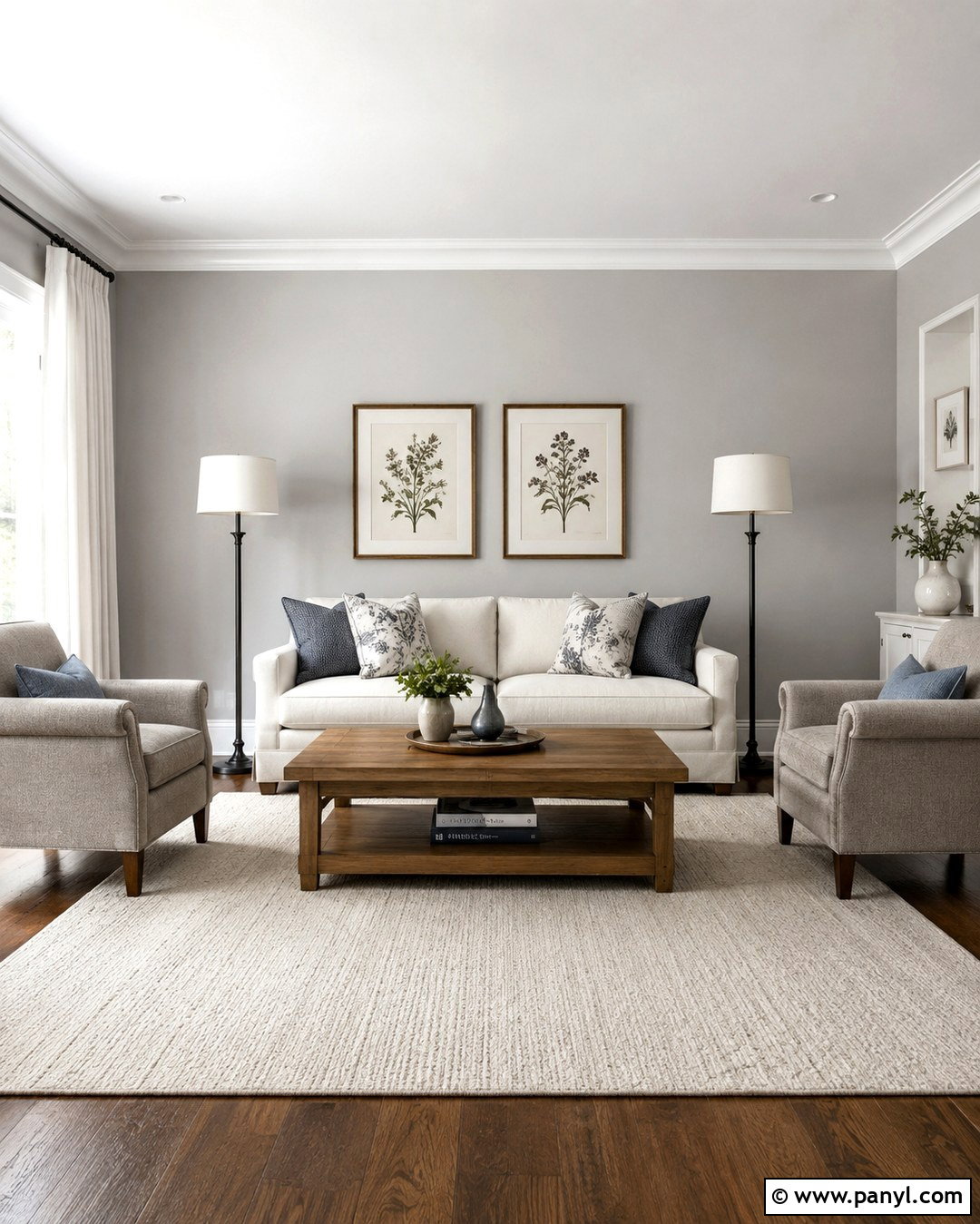 Dove Gray Living Room With White Trim - 20 Dove Gray Walls